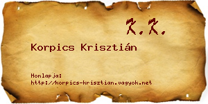 Korpics Krisztián névjegykártya